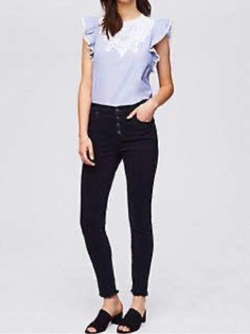 LOFT Black High-Rise Button-Fly Jeans